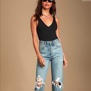 Dynamite Black V-Neck Bodysuit